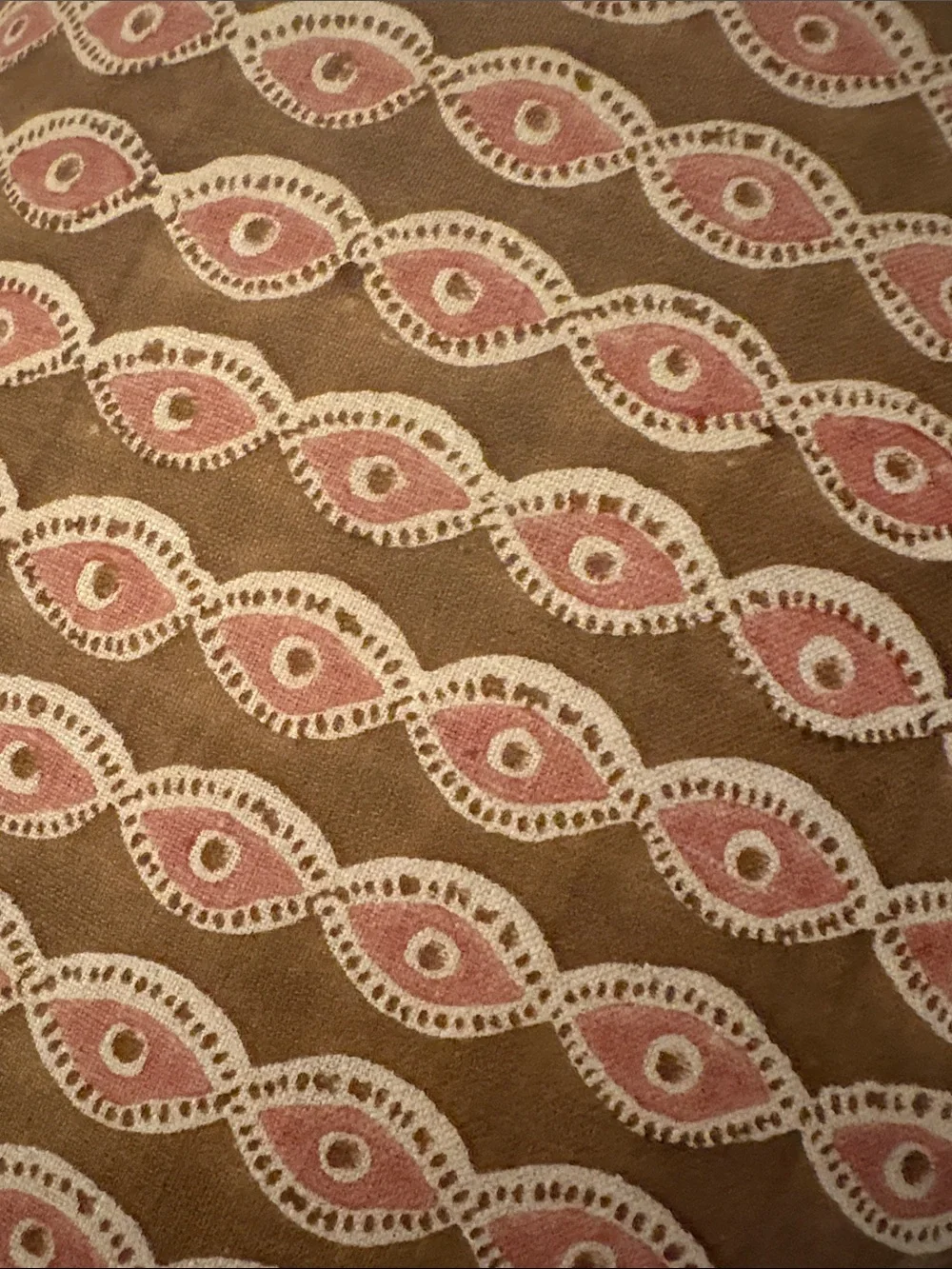 Brown and Pink Patterned Lumbar Pillow - Brand Unknown